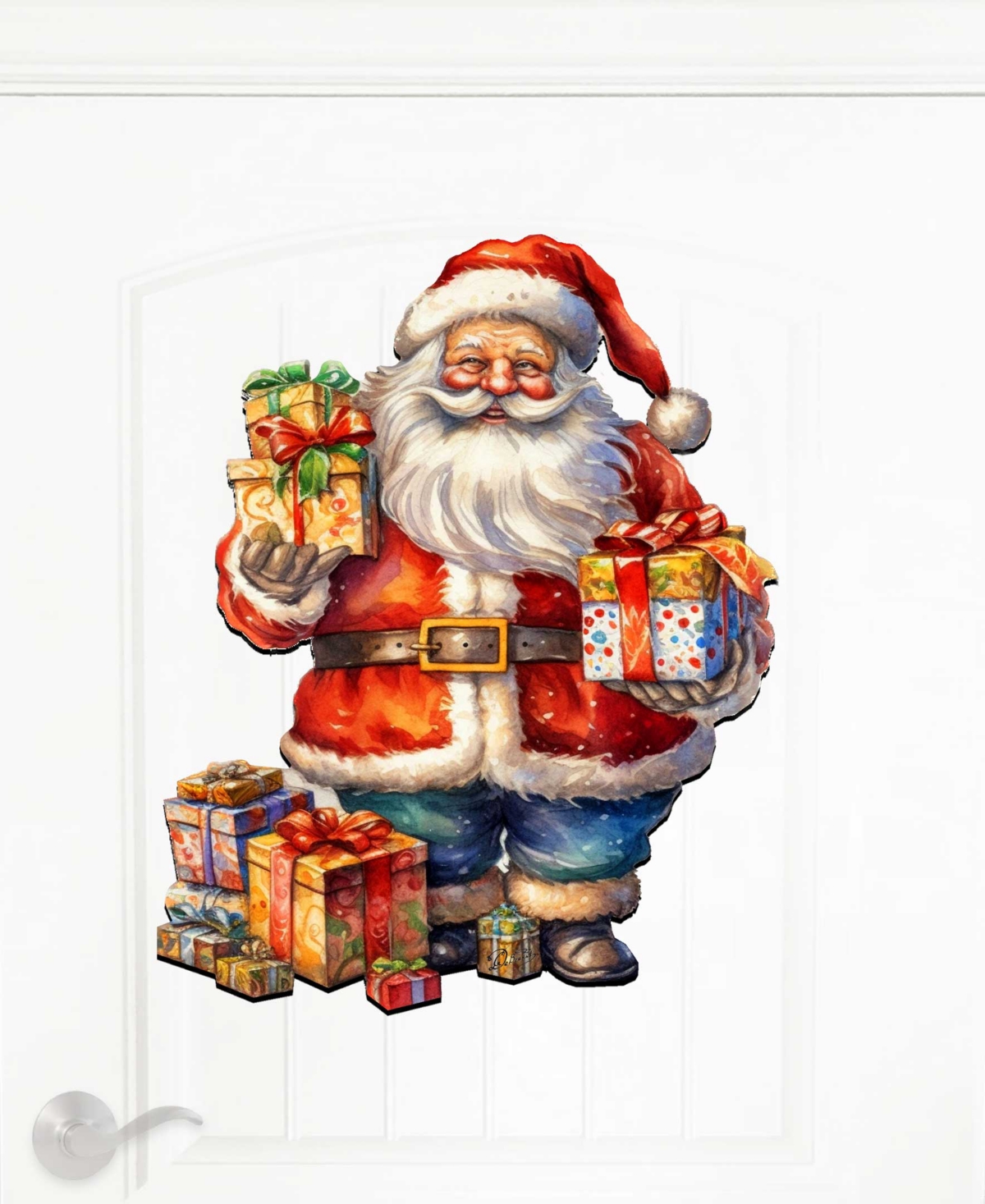 Designocracy Merry Delivery Christmas Wooden Door Hanger Door Decor G. Debrekht In Multi Color