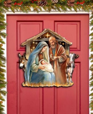 Born Under Bright Star Nativity Christmas Wooden Door Decor G. DeBrekht