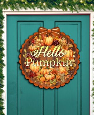 Holiday Wooden Door Decor Welcome Sign Hello Pumpkin G. DeBrekht