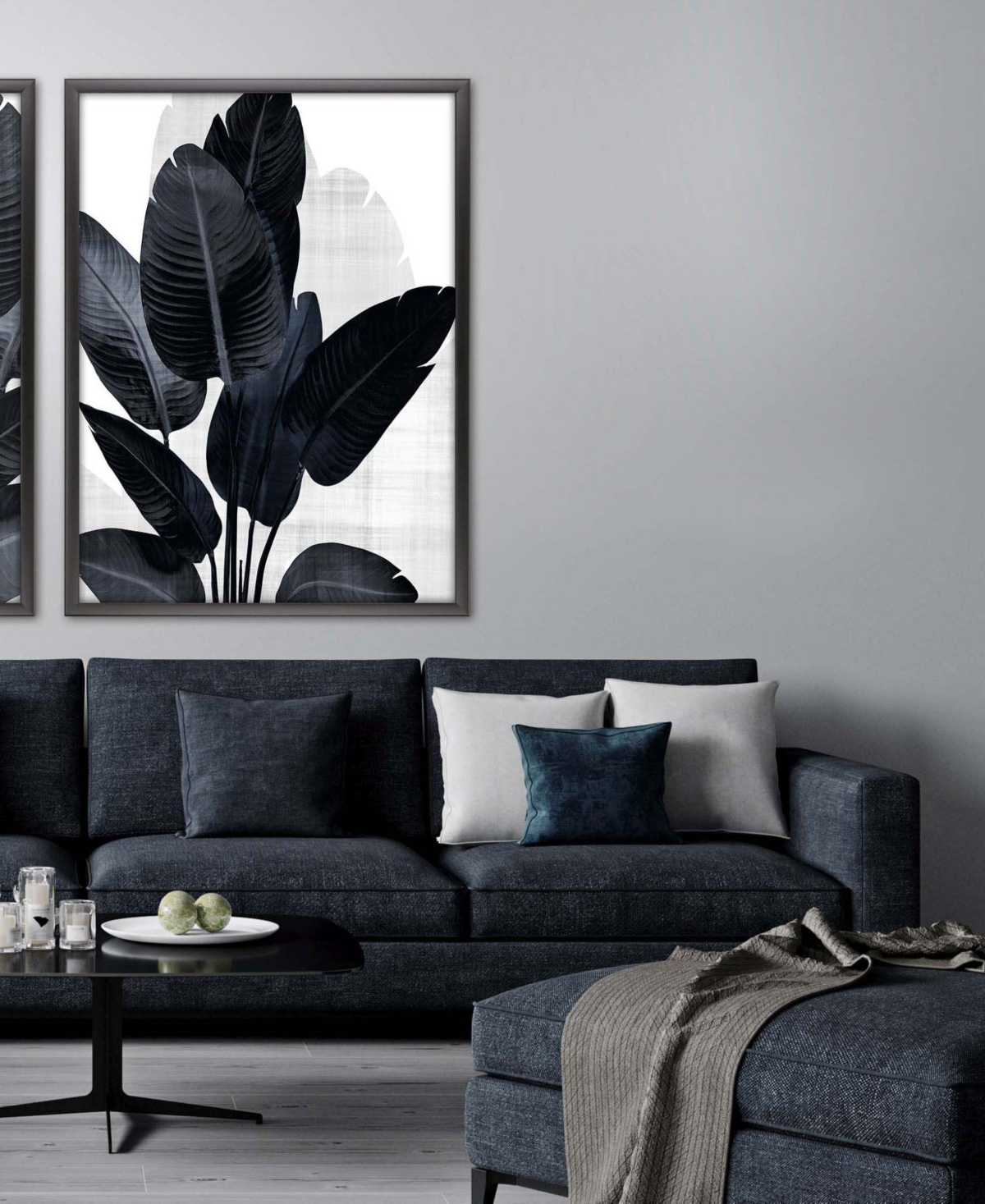 Paragon Picture Gallery Palm Noir I Framed Art From The Bode And Well Collection By Angeal Harris In Blue