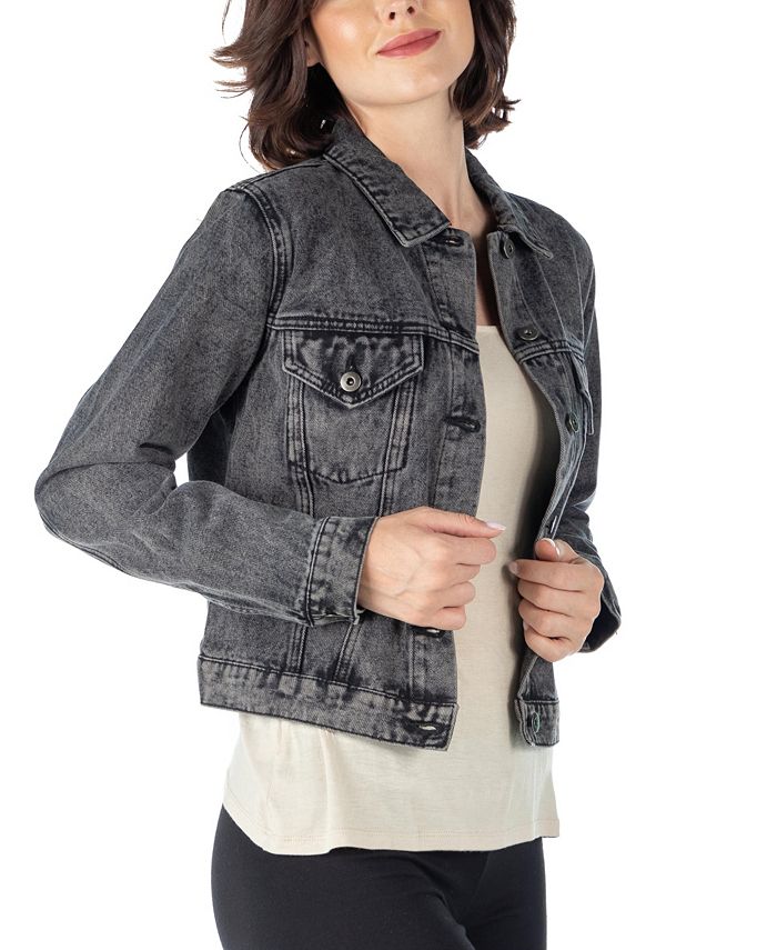 24seven Comfort Apparel Women's Timeless Denim Jacket Macy's