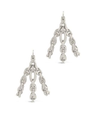 14K Gold Plated or Rhodium Plated Triple Chain Tenly Hoops Earrings