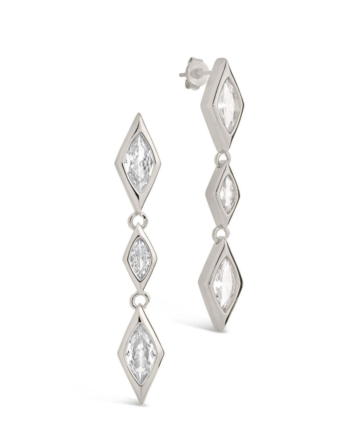 Cubic Zirconia Lissie Drop Stud Earrings - Silver