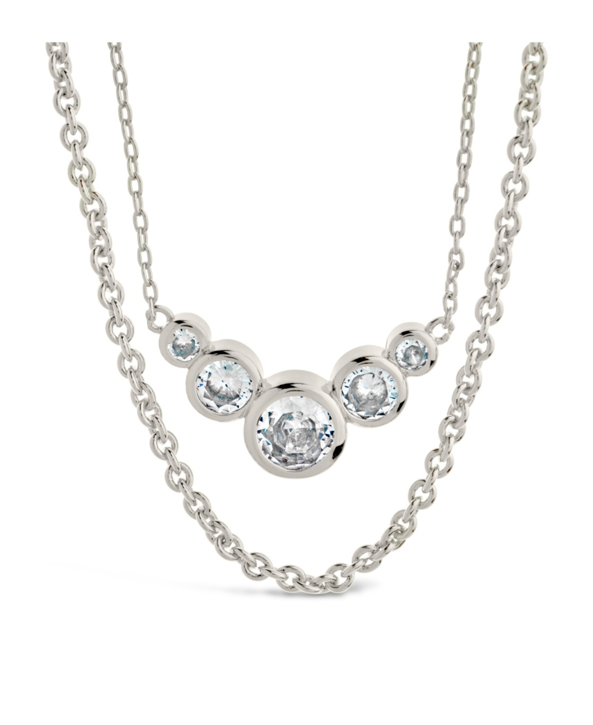 Sterling Forever Cubic Zirconia Eileen Layered Necklace In Silver