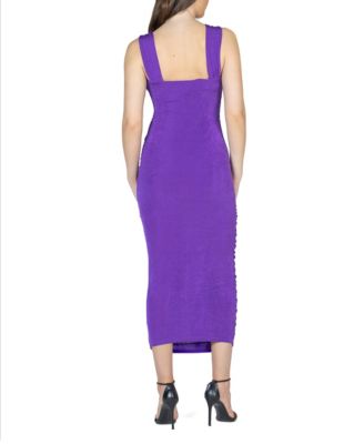 Women's Halter Neck Ruched Bodycon Mid Dress