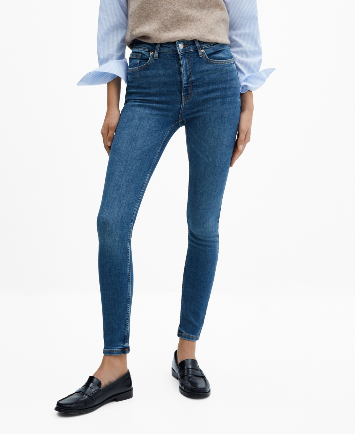Mango Women's High-rise Skinny Jeans In Dark Blue
