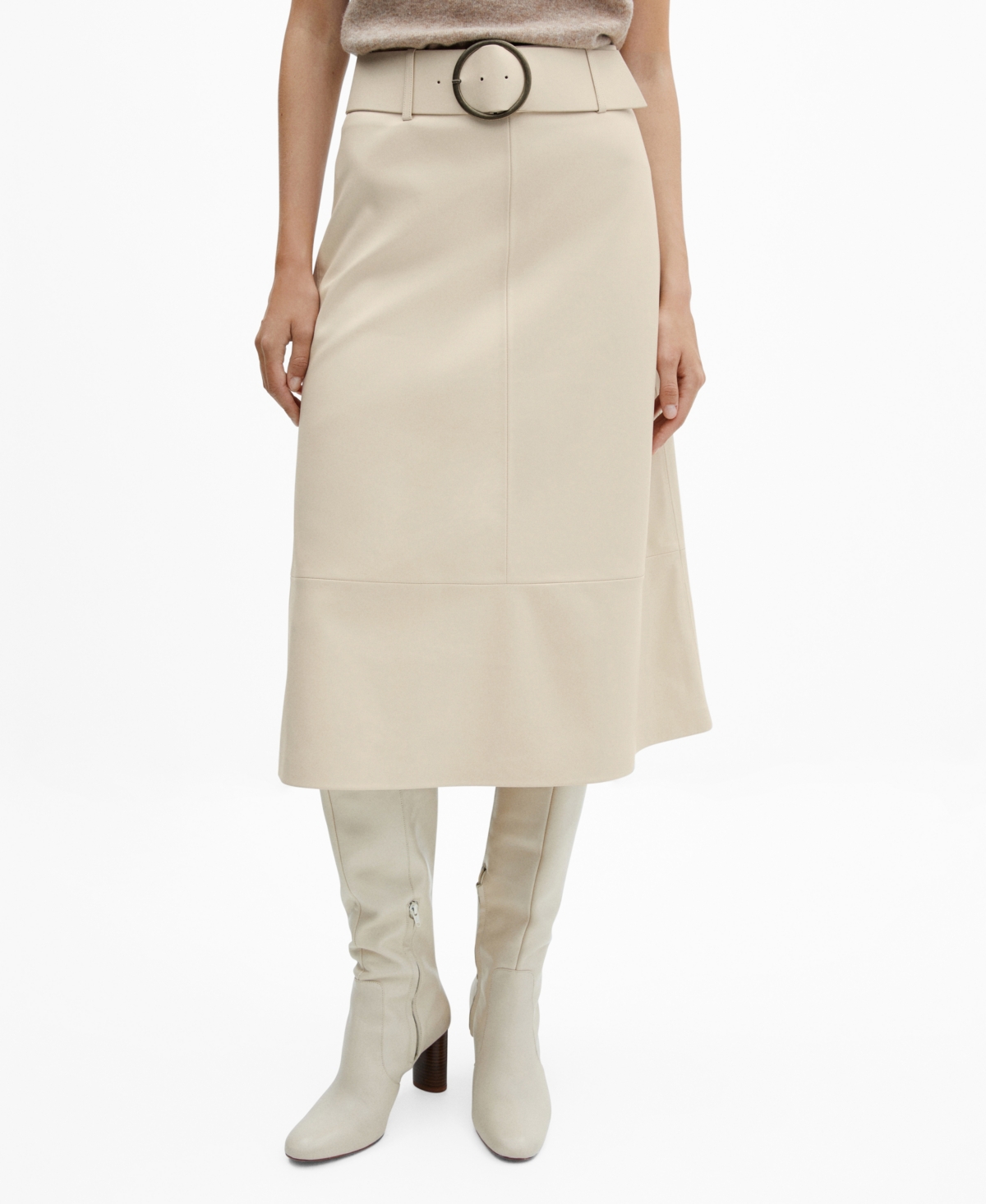 Mango a line midi faux leather skirt top