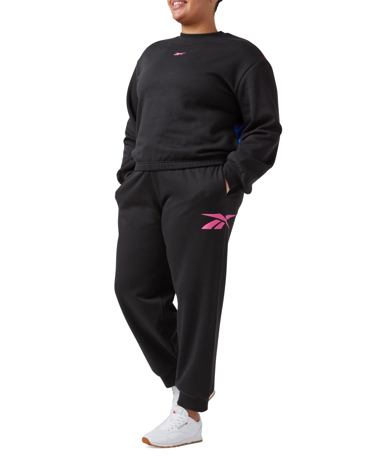 Reebok Plus Size Crewneck Logo Sweatshirt -semi Proud Pink
