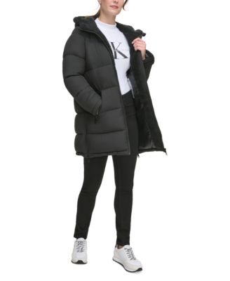 Women's Faux-Fur-Lined Hooded Puffer Coat