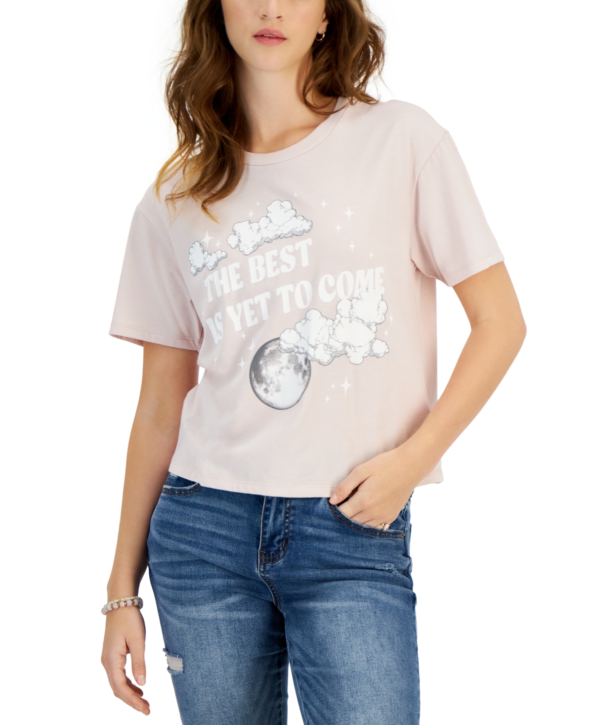 Rebellious One Juniors' Short-sleeve Cloud T-shirt In Hushed Violet