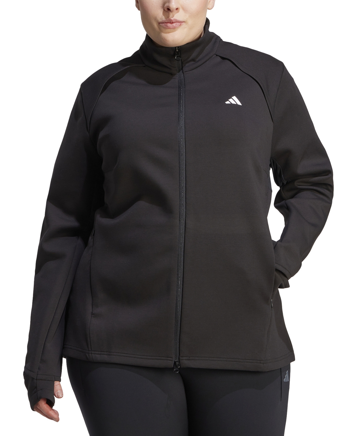 Adidas Originals Plus Size Zip-front Track Jacket In Black