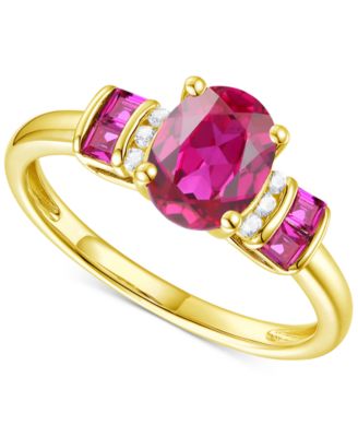 Macy's - Amethyst (1-1/2 ct. t.w.) & Lab-Grown White Sapphire (1/20 ct. t.w.) Statement Ring in 14k Gold-Plated Sterling Silver (Also in Additional Gemstones)