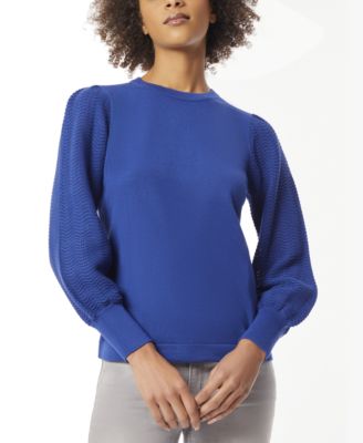Jones New York - Women's Stitch-Sleeve Crewneck Sweater