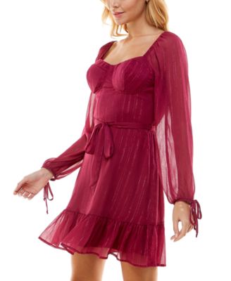 Juniors' Flounce-Hem Fit & Flare Dress