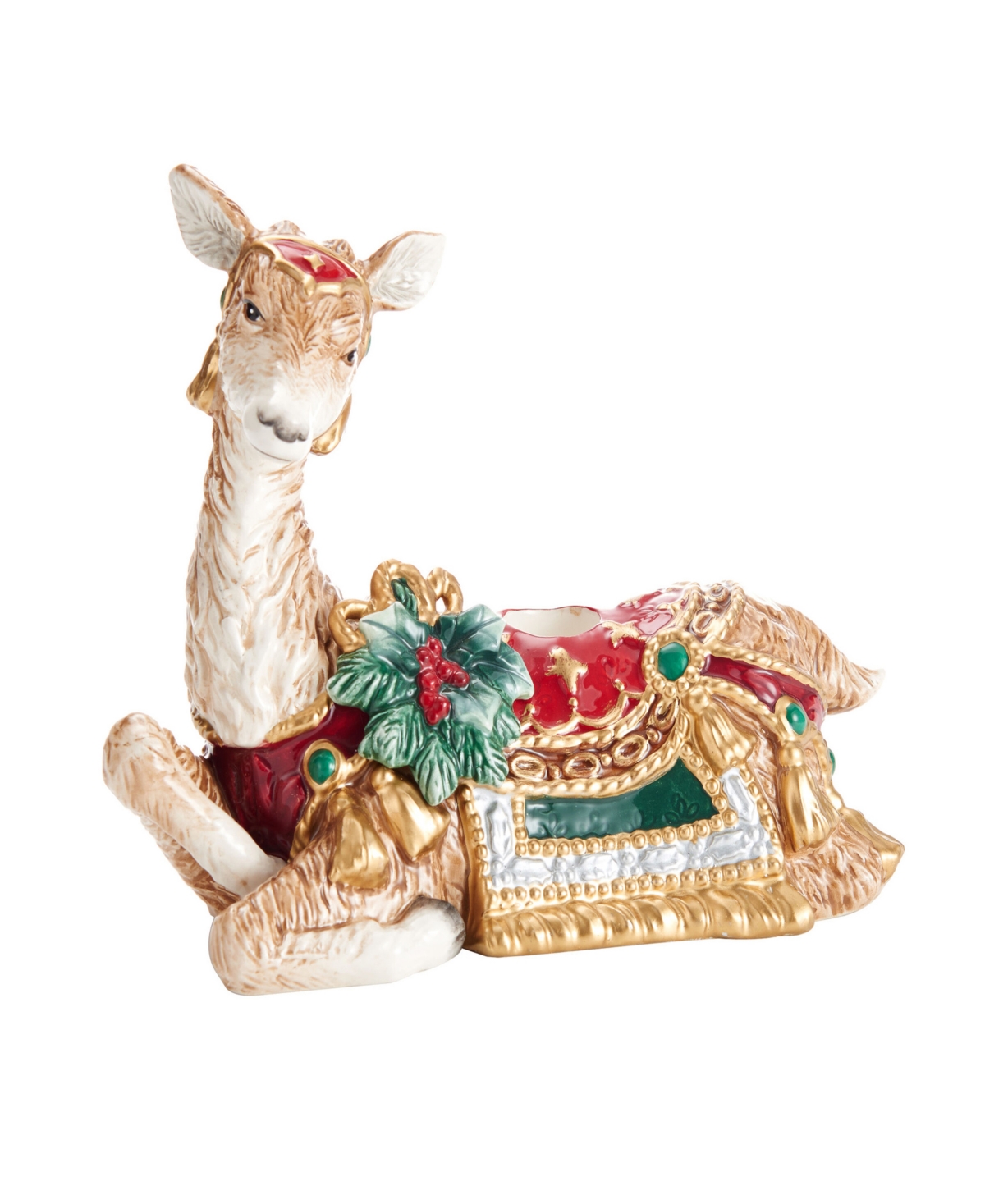 Fitz And Floyd Noel Holiday Resting Deer Candle Holder, 5.5-in In Red