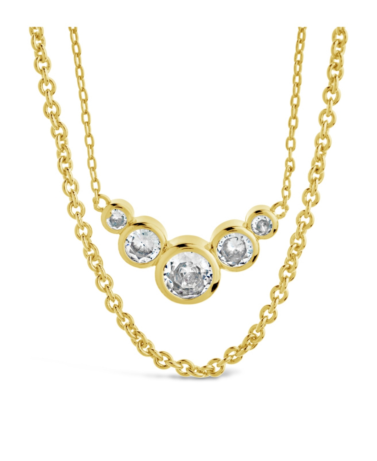 Sterling Forever Cubic Zirconia Eileen Layered Necklace In Gold