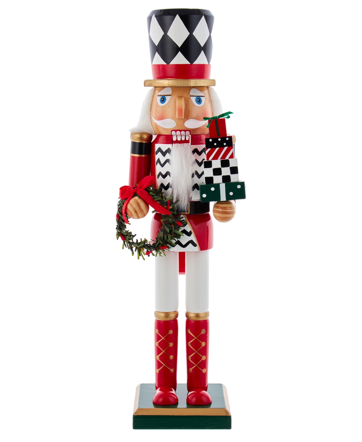 Kurt Adler 15" Nutcracker With Gift Box And Wreath In Multicolored