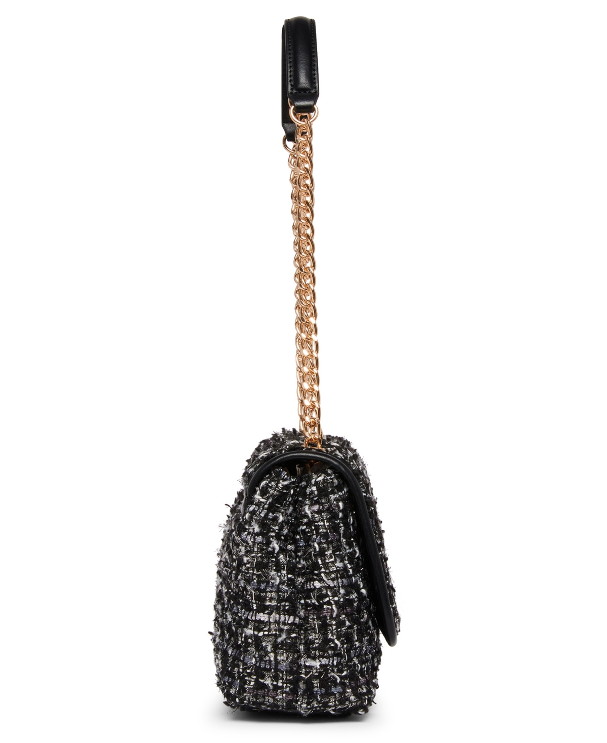 Shop Anne Klein Flap Shoulder Bag With Ak Turn Lock In Tweed In Black Multi