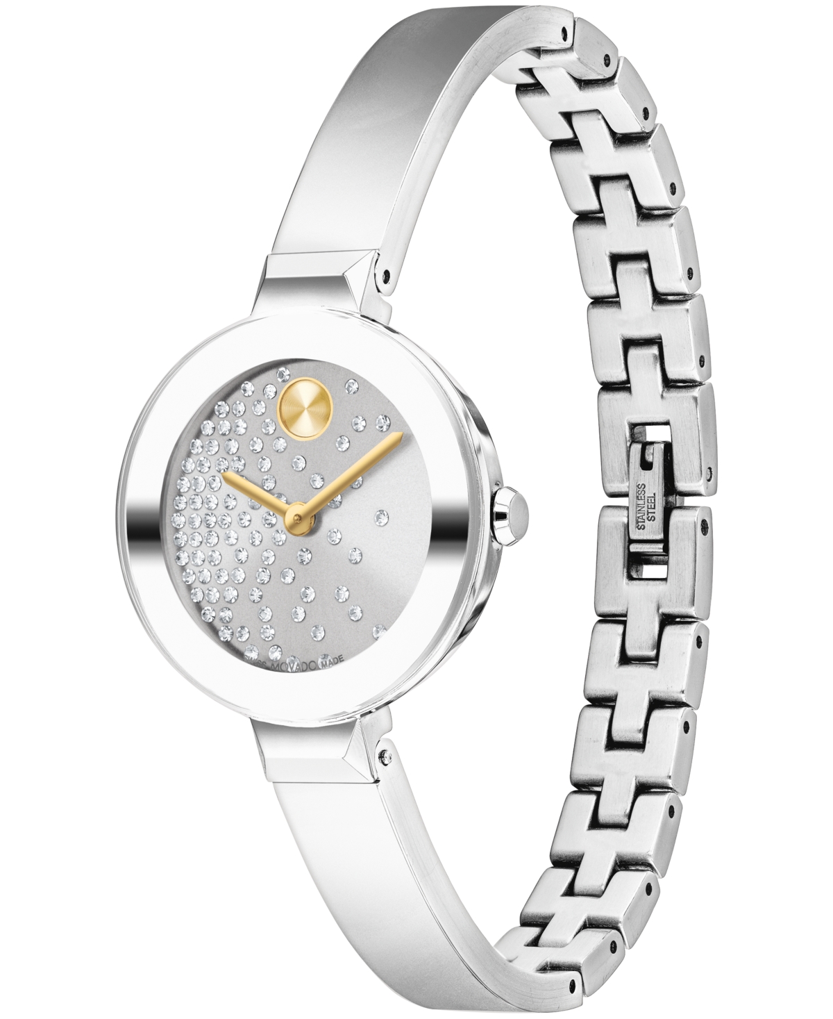 Shop Movado Women's Bold Bangles Swiss Quartz Silver-tone Stainless Steel Watch 28mm