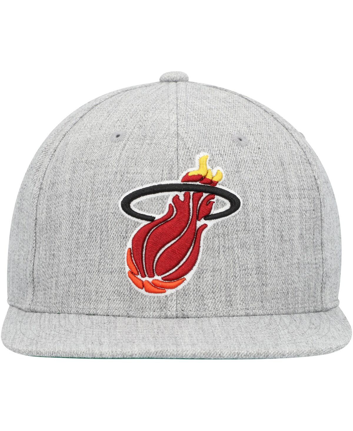Mitchell & Ness Men's  Heather Gray Miami Heat Hardwood Classics 2.0 Snapback Hat In Heather Gray