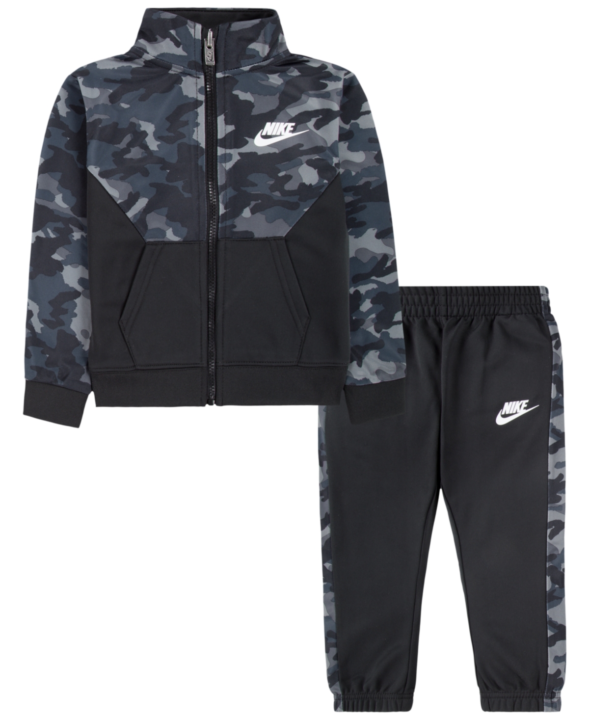 Nike Babies' Toddler Boys Camo Tricot Jacket And Pants, 2 Piece Set In Black