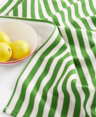 Botanical Stripe Kitchen Towels 4-Pack Set,  17" x 28"