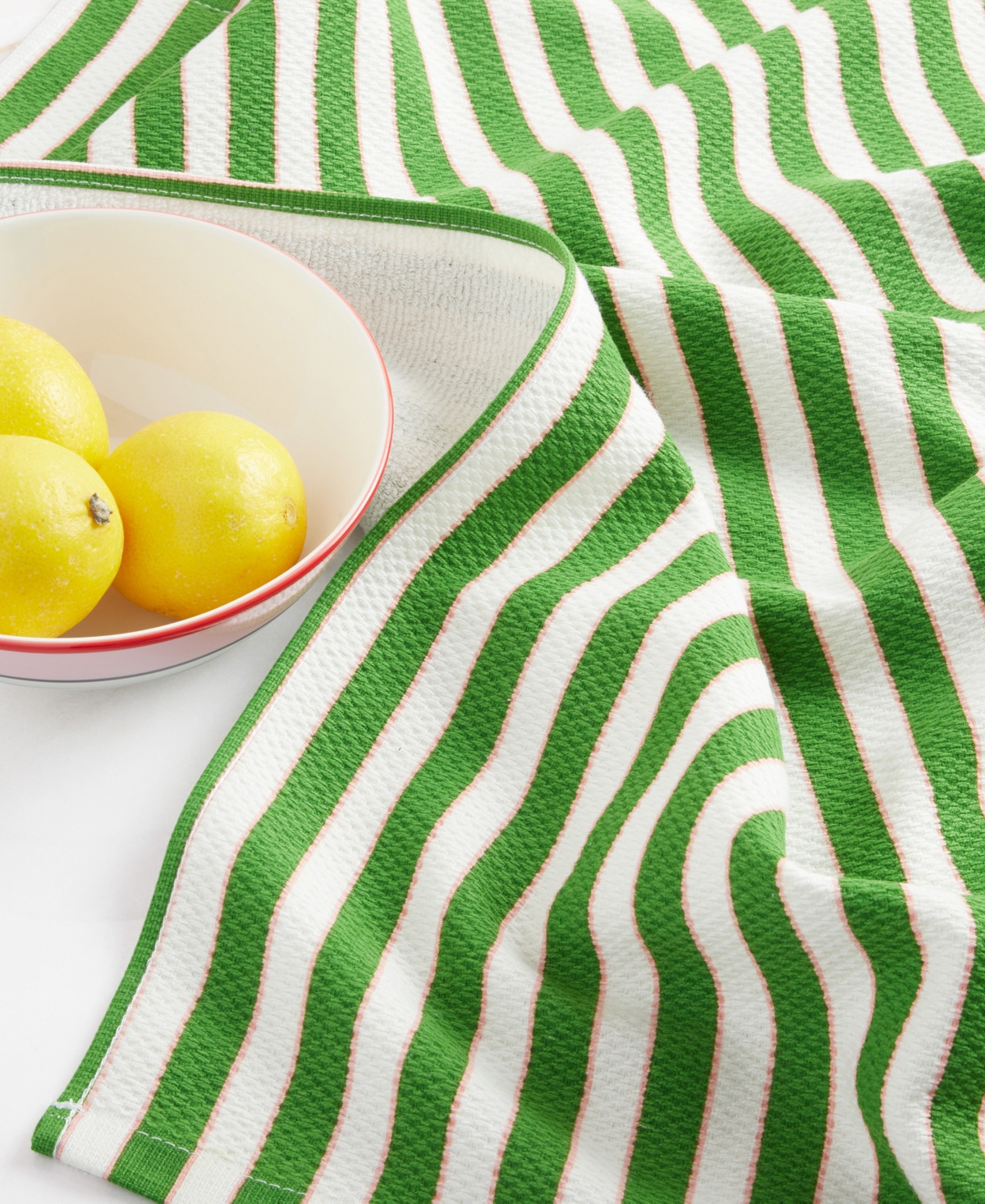 kate spade new york Botanical Stripe Kitchen Towels 4-Pack Set, - Pink