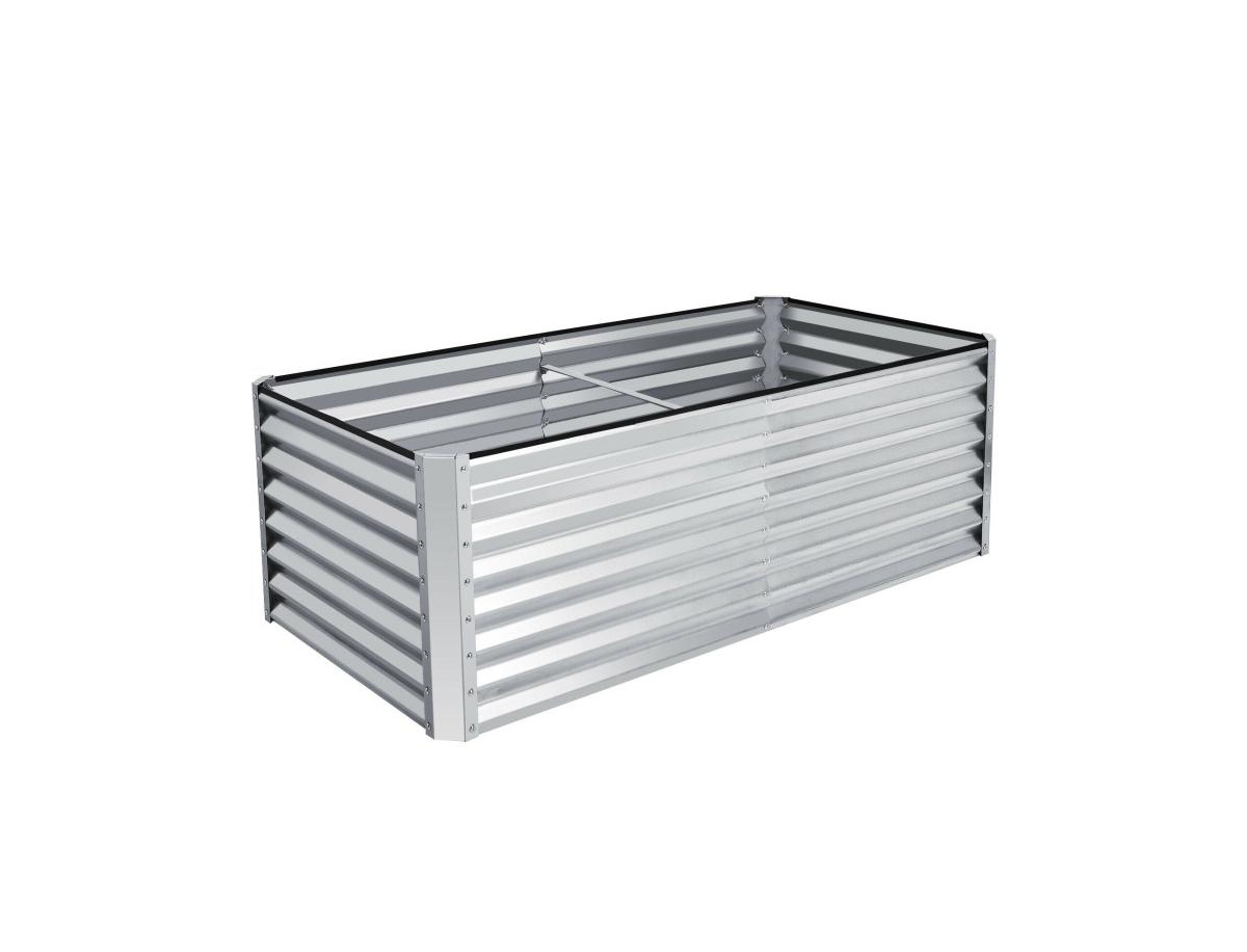 Rustproof Planter Box with Ground Stakes for Secure and Durable Outdoor Planting - Silver