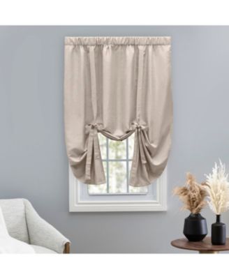 Grasscloth Lined Rod Pocket Tie-Up Curtain Panel 54"W x 63"L