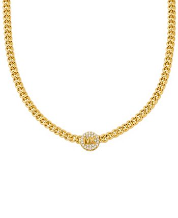 Michael Kors Silver Tone or Gold Tone Brass Pave Charm Chain