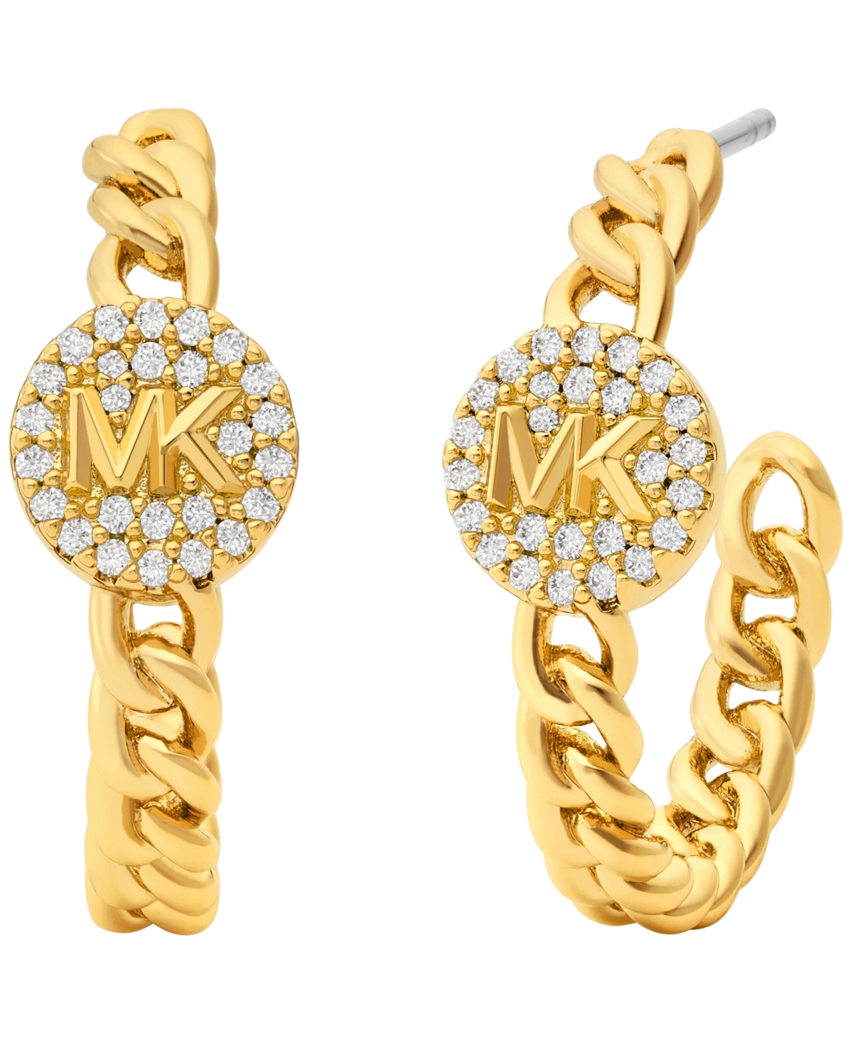 Michael Kors Silver-tone Or Gold-tone Brass Pave Charm Hoop Earrings