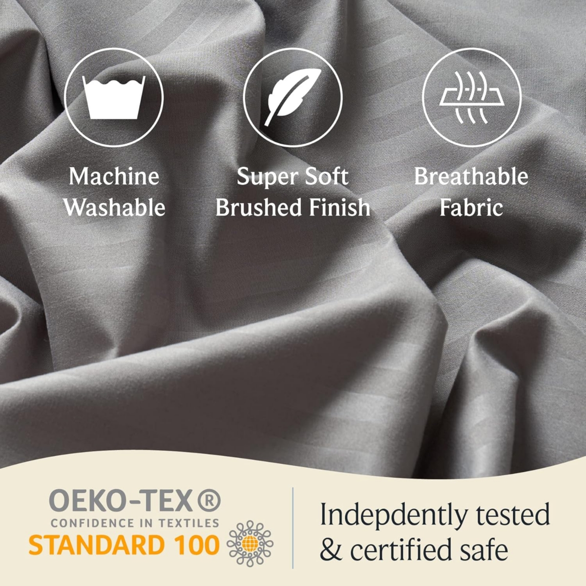 LuxClub Xl 4 Pc Striped Rayon From Bamboo Solid Performance Sheet Set - Striped - light grey