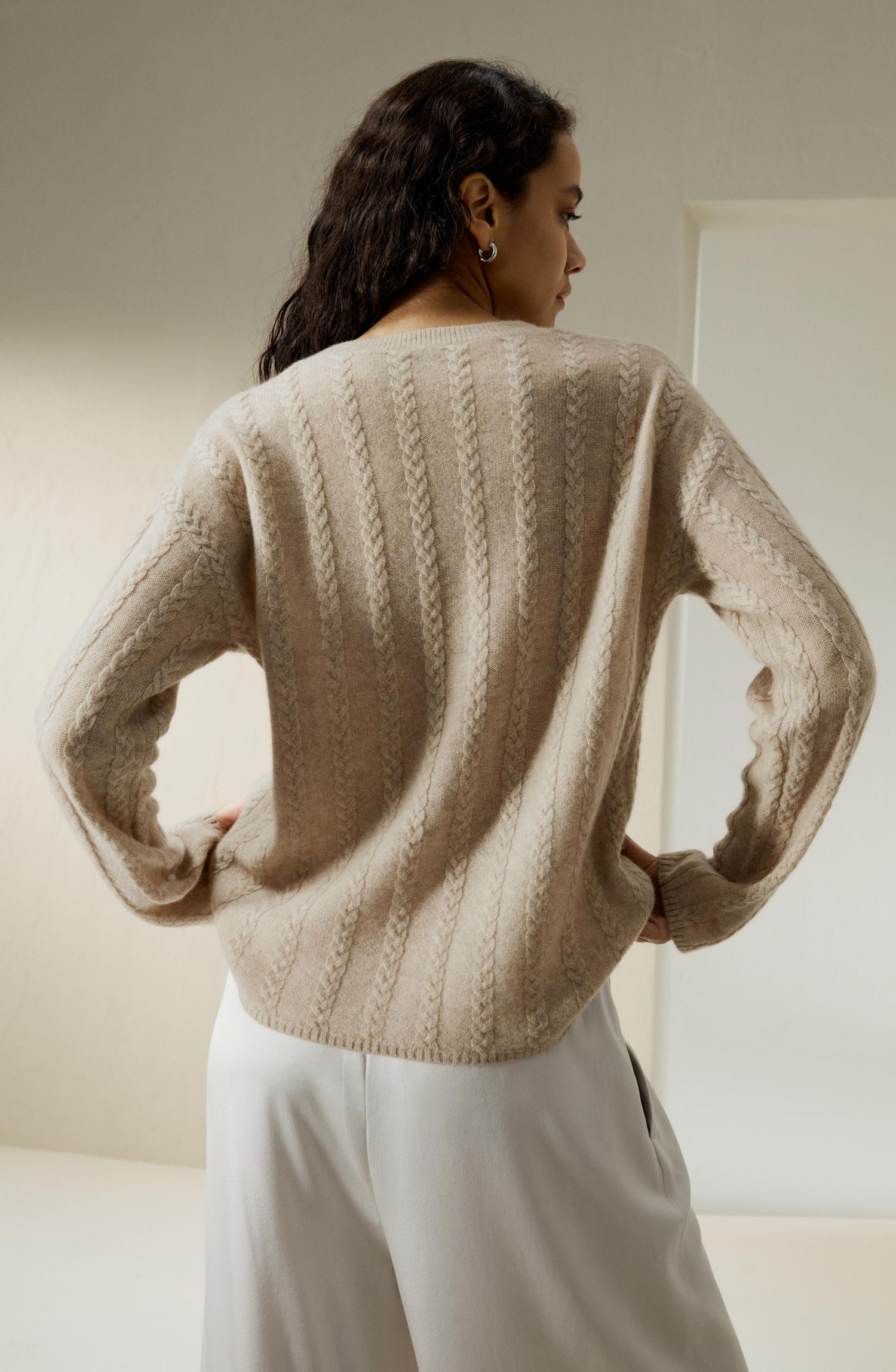 Women's Semi-Sheer Cable-knit Cashmere Sweater
