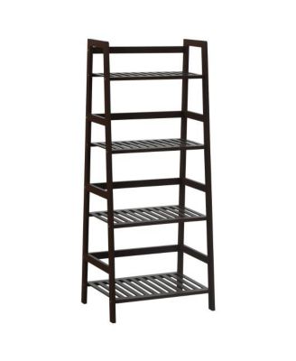 4-Tier Bamboo Plant Rack with Guardrails Stable and Space-Saving