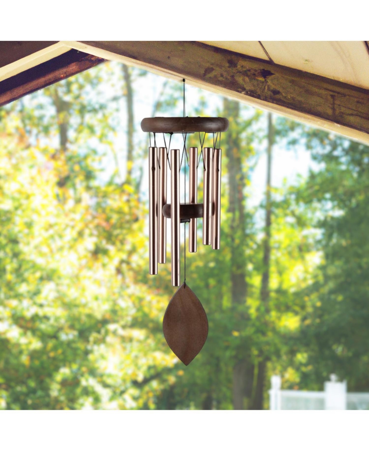 Fc Design Long Wooden Top Wind Chime withTube Home Decor Perfect Gift for House Warming, Holidays and Birthdays - Copper