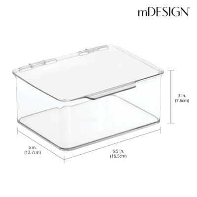 Plastic Playroom/Gaming Storage Organizer Box, Hinge Lid, 8 Pack, Clear, USA Made