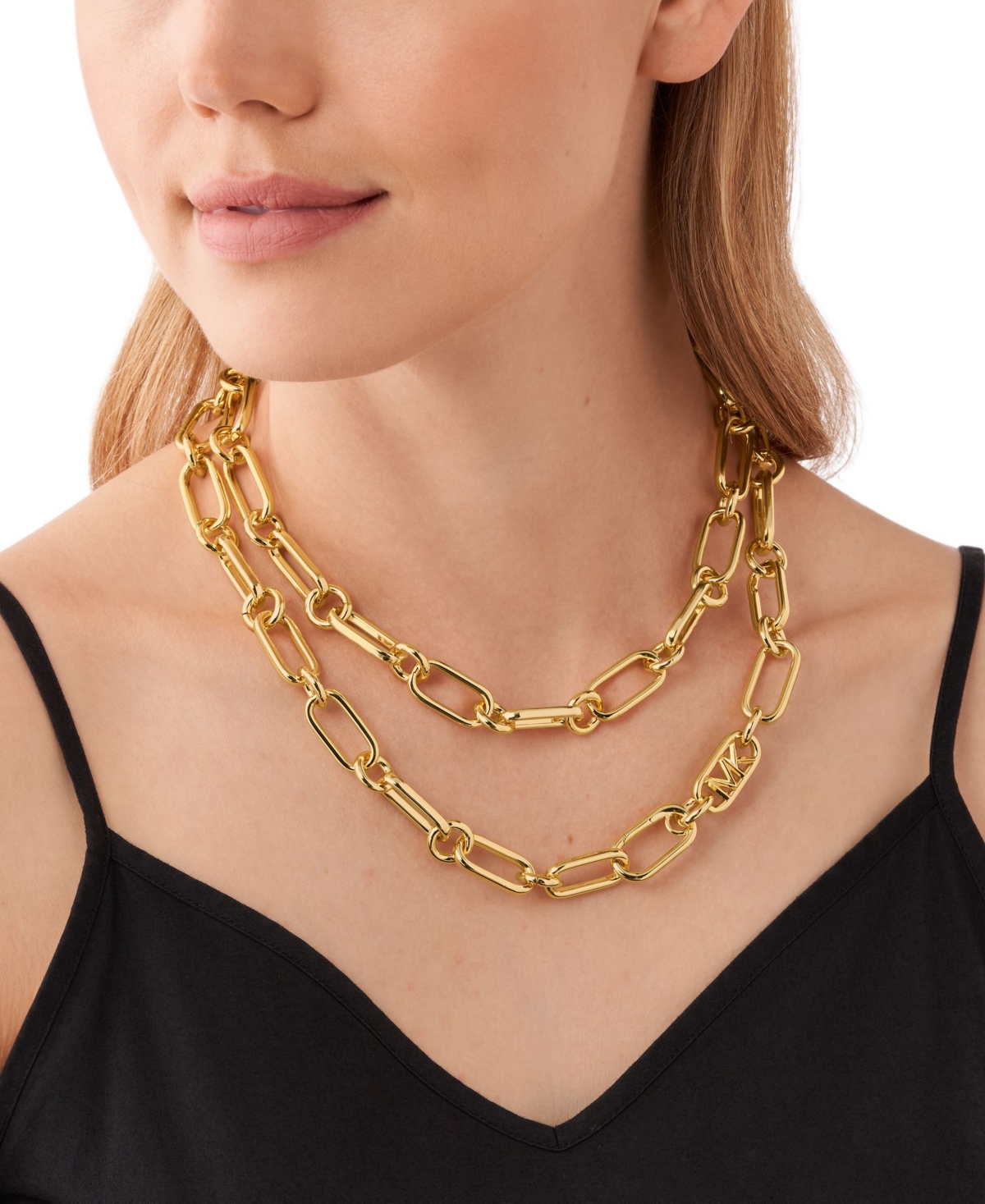 Shop Michael Kors 14k Gold Plated Empire Chain Double Layer Necklace