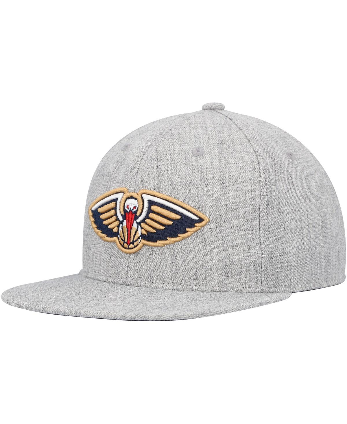 Shop Mitchell & Ness Men's  Heather Gray New Orleans Pelicans Hardwood Classics 2.0 Snapback Hat