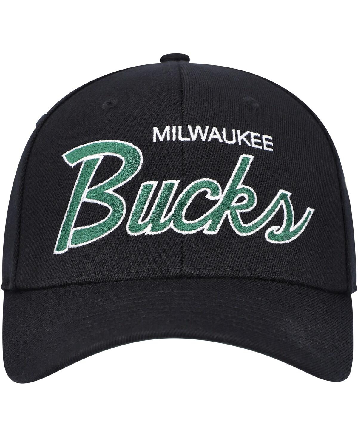 Men's Mitchell & NessMilwaukee Bucks Mvp Team Script 2.0 Stretch Snapback Hat - Black