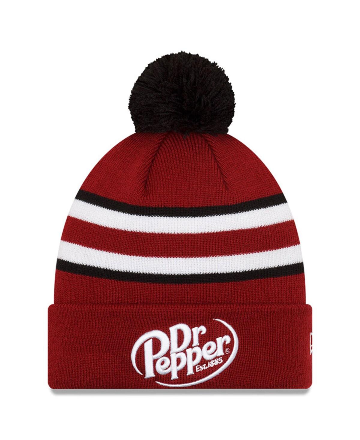 Men's New Era White Bubba Wallace Dr. Pepper Knit Pom Cuff Beanie - White