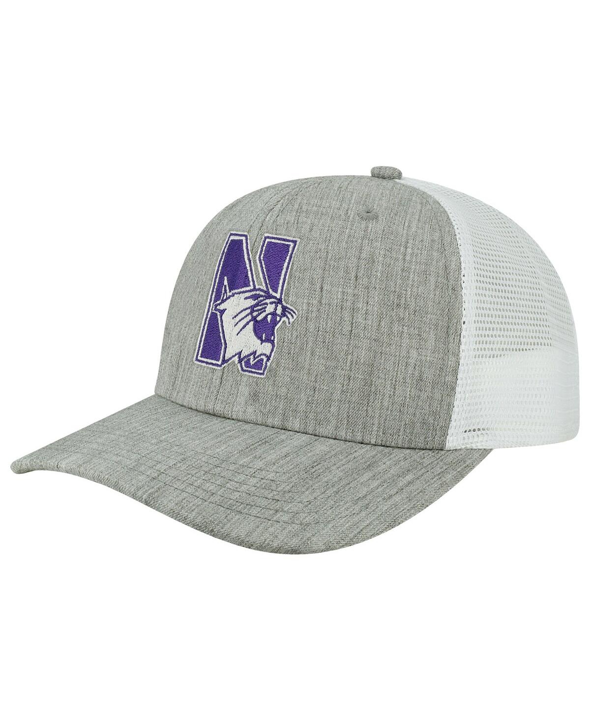 Shop Legacy Athletic Men's  Heather Gray, White Northwestern Wildcats The Champ Trucker Snapback Hat In Heather Gray,white