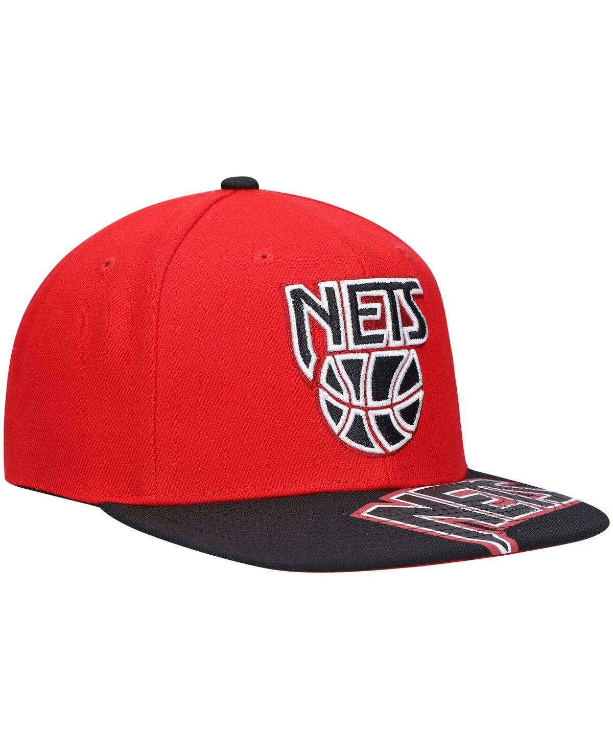 Mitchell & Ness Men's  X Lids Red, Black New Jersey Nets Hardwood Classics Reload 3.0 Snapback Hat In Red,black