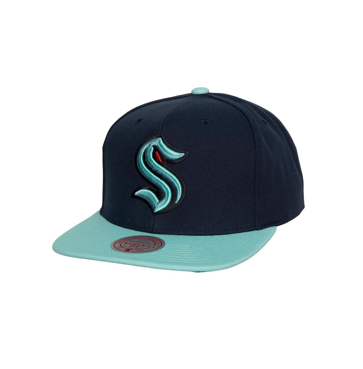 Мужская кепка Mitchell & Ness Navy Seattle Kraken Core Team Ground 2.0 Snapback Hat — фото 1