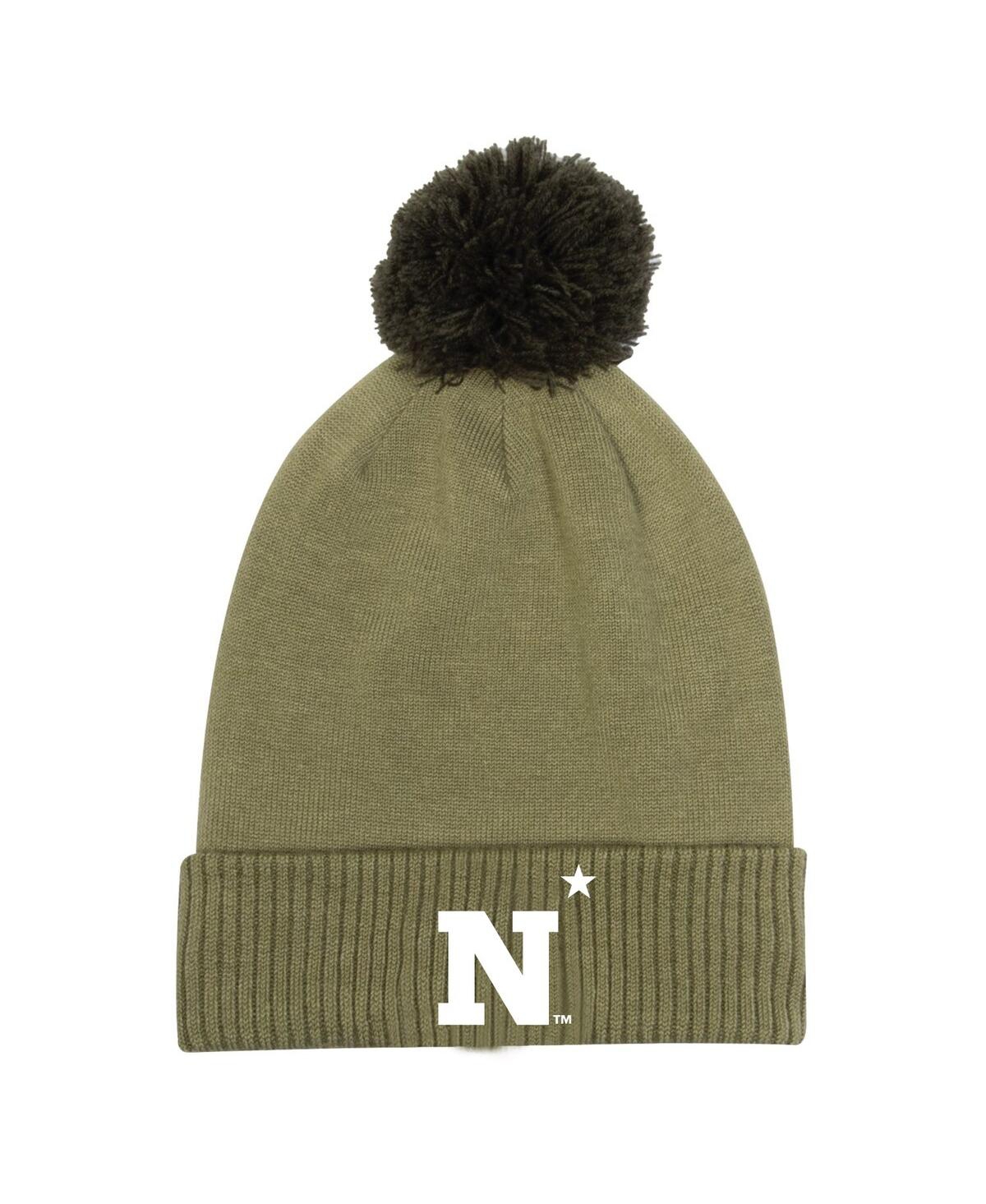 Shop Under Armour Men's  Green Navy Midshipmen Freedom Collection Cuffed Knit Hat With Pom