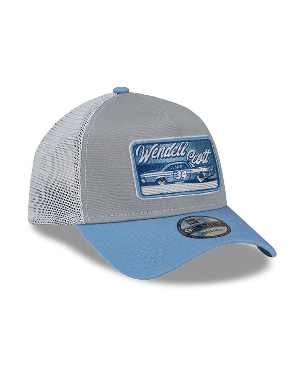 New Era Men's  Light Blue, Gray Wendell Scott Legends 9forty A-frame Trucker Snapback Adjustable Hat In Light Blue,gray