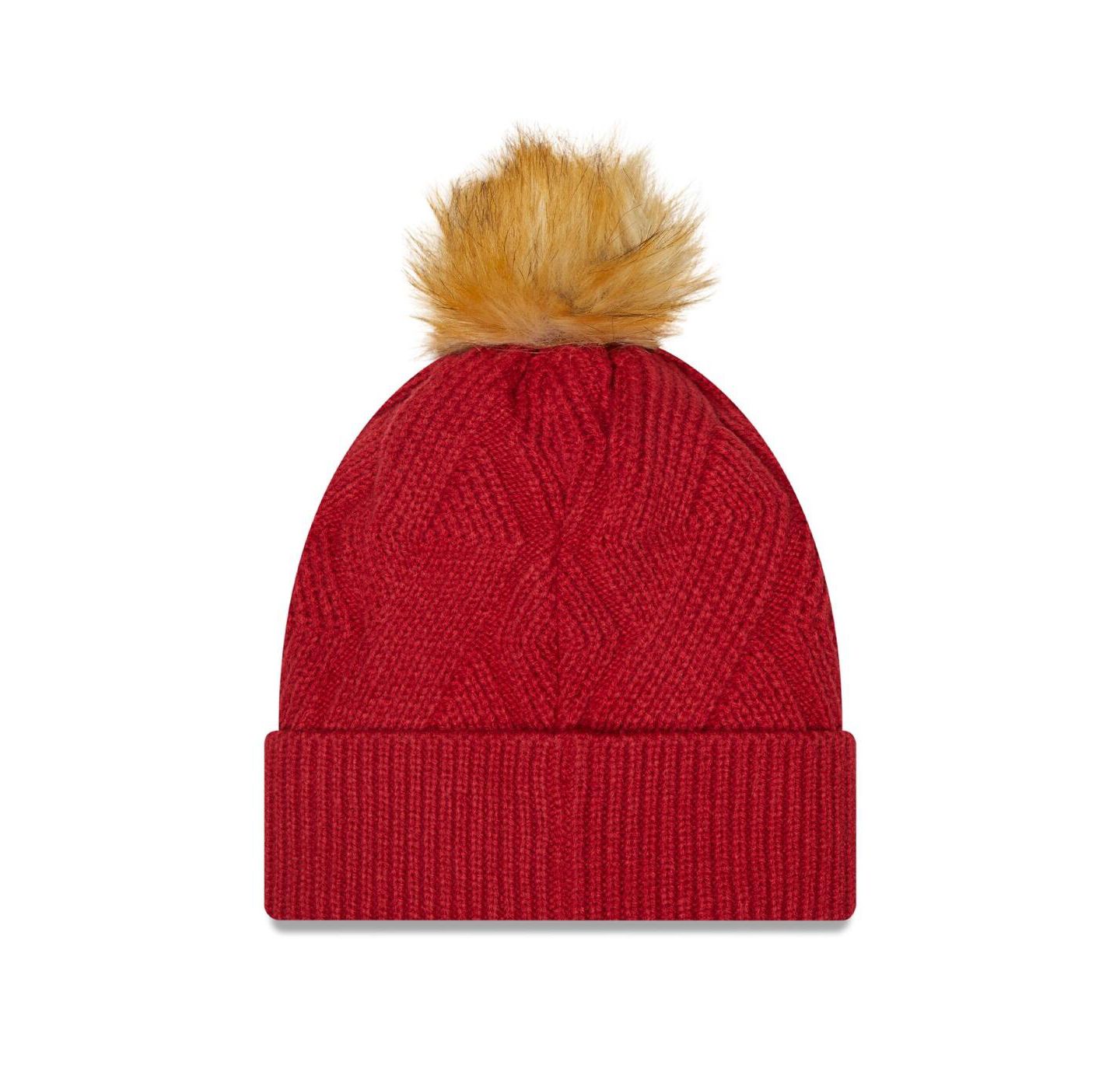 Женская шапка New Era Cardinal Arizona Cardinals Snowy Cuffed Knit Hat with Pom — фото 2