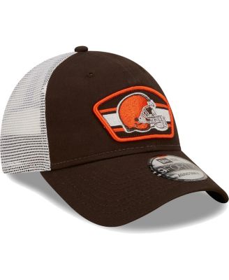 Men's Brown, White Cleveland Browns Logo Patch Trucker 9FORTY Snapback Hat