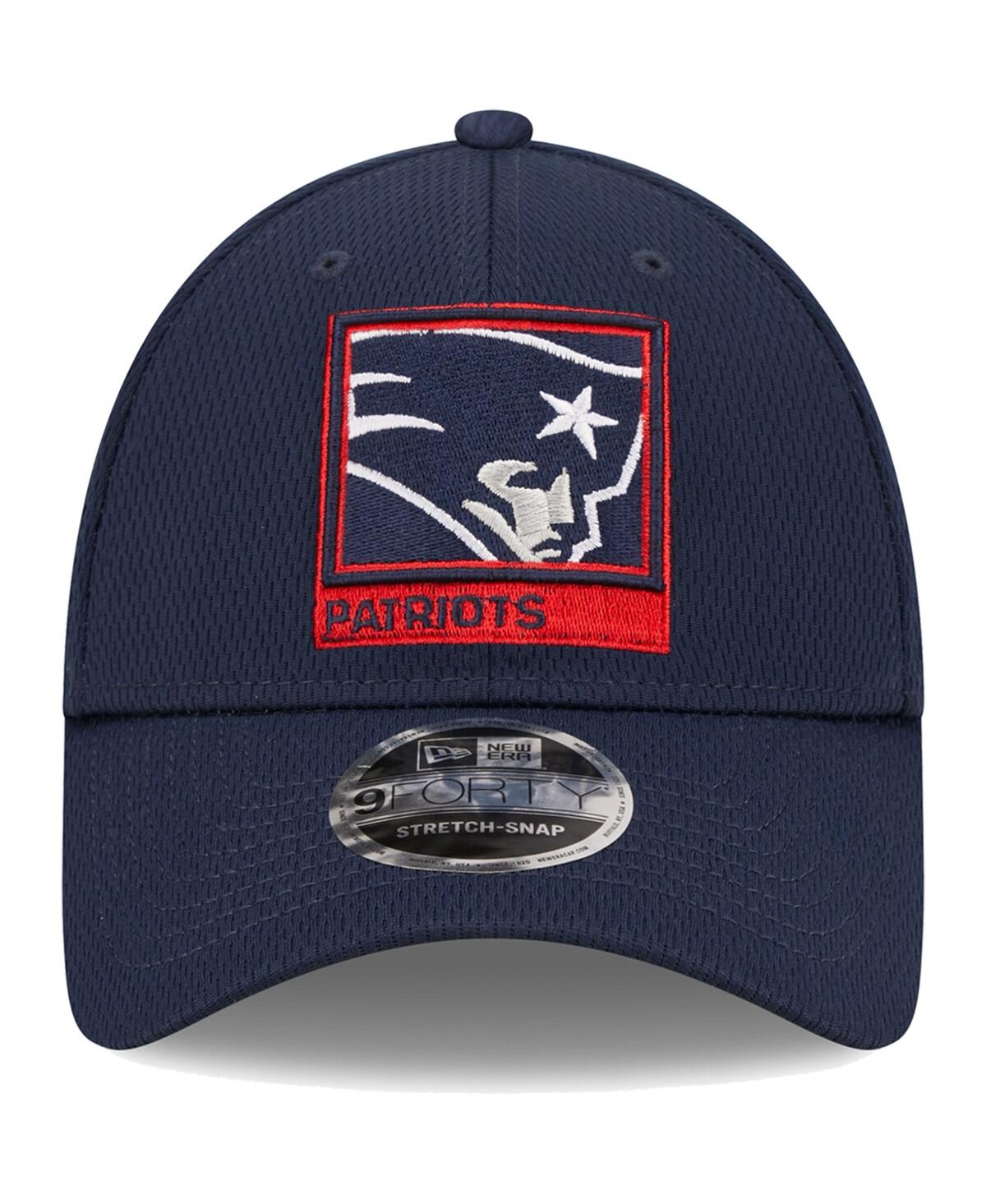 Shop New Era Men's  Navy New England Patriots Framed Af 9forty Snapback Hat