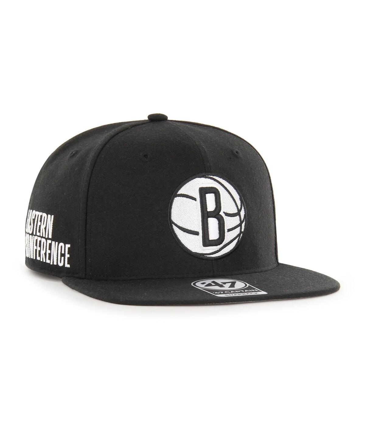47 Brand Men's ' Black Brooklyn Nets Sure Shot Captain Snapback Hat