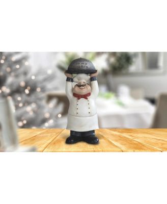 14"H Chef Holding Welcome to My Kitchen Tray Statue Dining Room Accessory Decoration Figurine Home Decor Perfect Gift for House Warming, Holidays and Birthdays